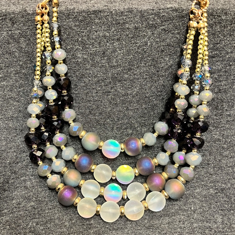 Ashley Cooper Aurora Borealis multi strand beaded necklace - Picture 3 of 7